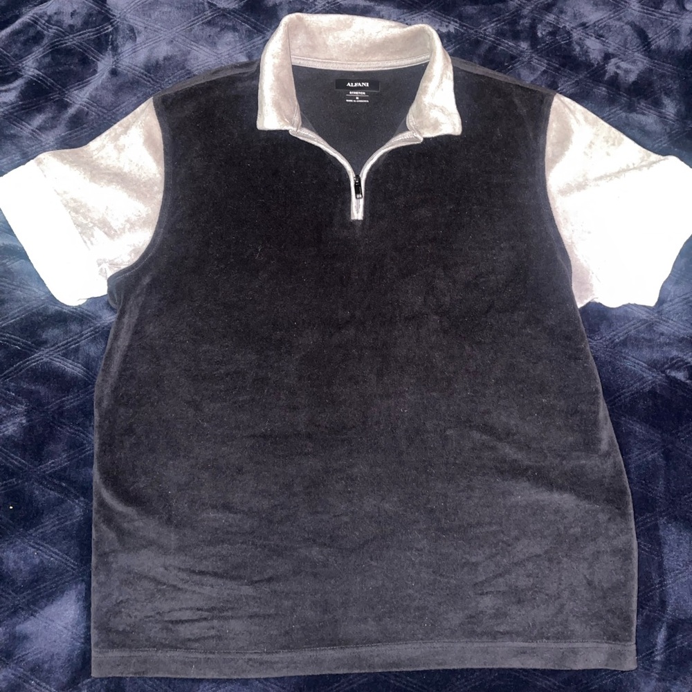 Alfani brand male stretch multi color shirt , size M , Black,white,grey